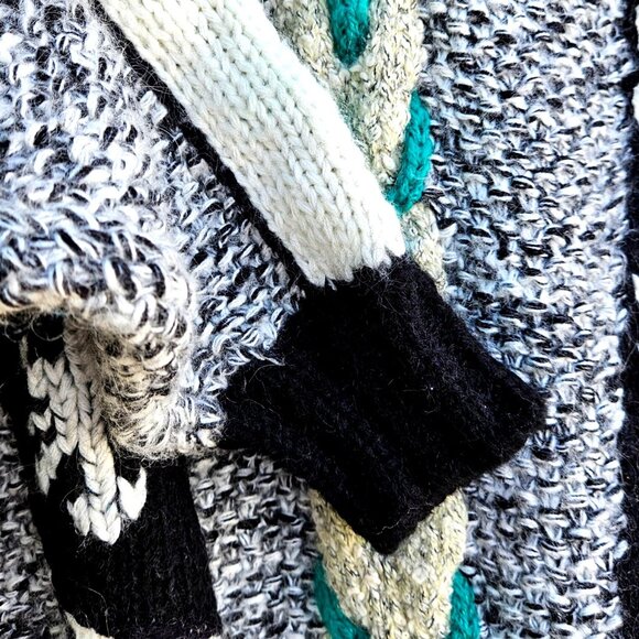 Vintage 1980s Novo Knit Sweater Mohair Blend V Neck Graphic Pullover - Picture 8 of 13